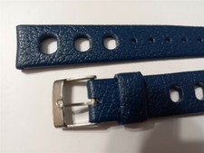 NOS 1960'S SWISS TROPIC 16MM BLUE BIG HOLES DIVE BAND STRAP - SHORT SIZE  00137