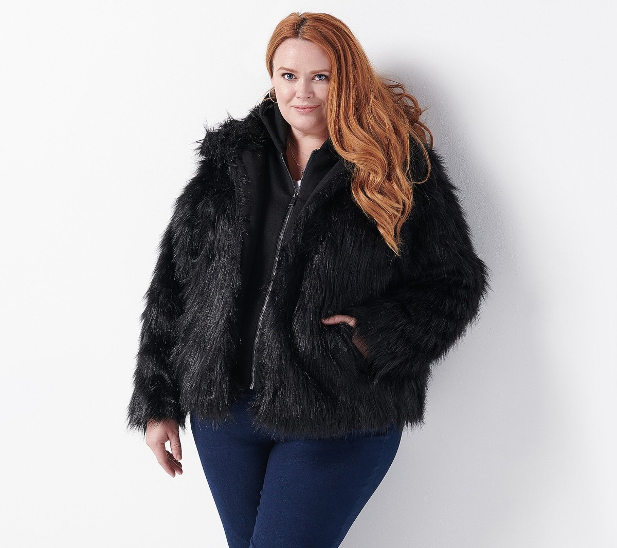 All Worthy Hunter McGrady Faux-Fur Jacket w/ Detachable Hood