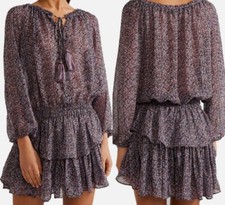 Love Shack Fancy Women's Floral Silk Popover Dress Size M Cottage Core Romantic