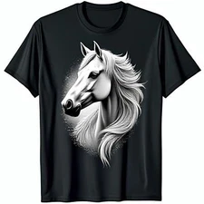 Elegant Black T-Shirt with Subtle Horse Design for Casual Wear