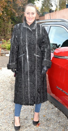 US3493 REAL BLACK SWAKARA PERSIAN LAMB FUR COAT SIZE L - CLASS OF KARAKUL - Picture 7 of 12