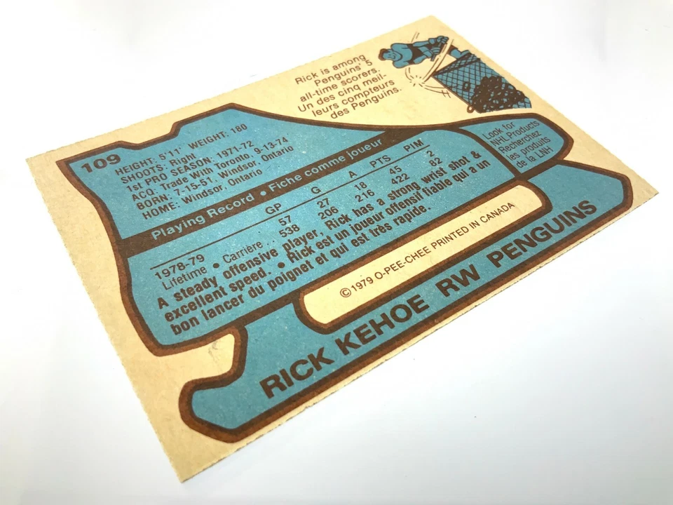 1979-80 Rick Kehoe 109 OPC Pittsburgh Penguins O-Pee-Chee Hockey Card 0478M - Image 3 of 4