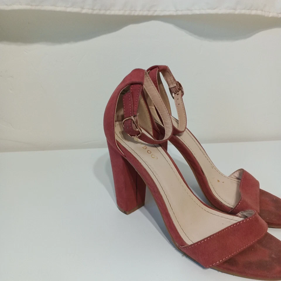 BAMBOO Correa de Tobillo 4" Tacones Gamuza Rosa Talla 7.5 Foto 2 de 4