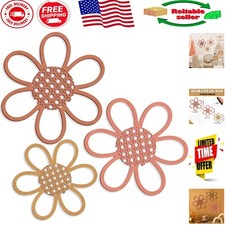 Artistic Boho Daisy Decor Set - 3 Natural Rattan Wall Hangings for Home Style