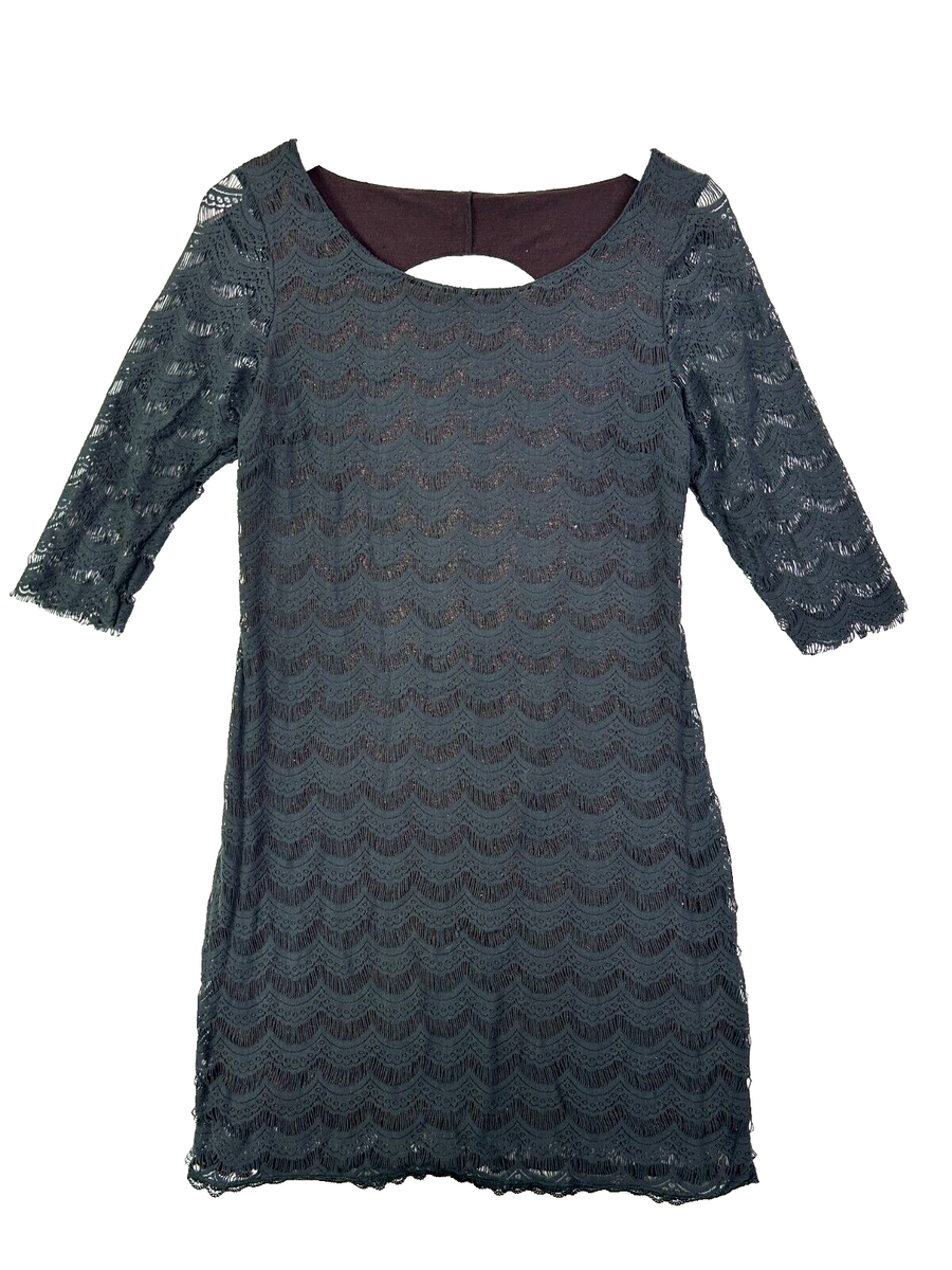 Free people short sleeve lace overlay bodycon dress green brown size medium  | eBay