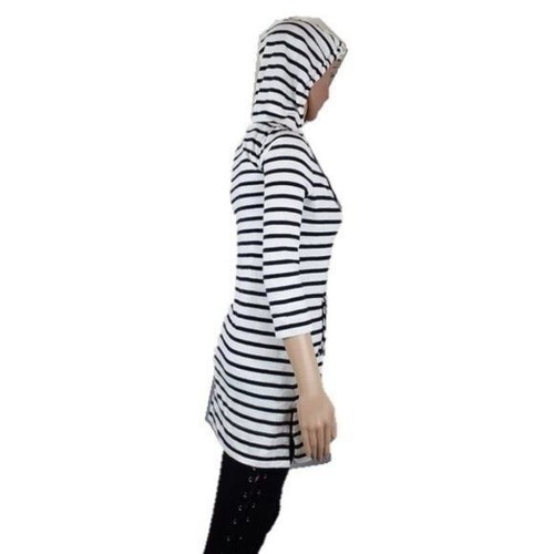 J.CREW White Black Stripe Drawstring Tunic Dress Top or Beach Coverup Small - Picture 3 of 6
