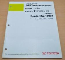 TOYOTA Yaris Verso Echo SCP NCP NLP Merkmale neuer Fahrzeuge Zusatz 09/2001 WHB 