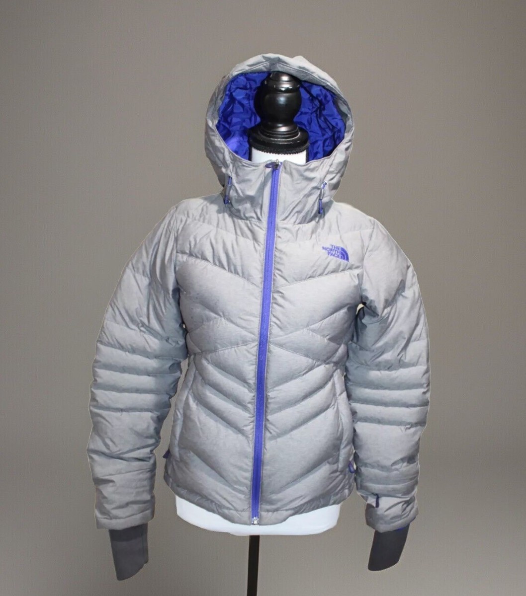NORTH FACE ダウン THE NORTH FACE 550 DOWN Puffer Jacket HOODED QUILTED GRAY PURPLE