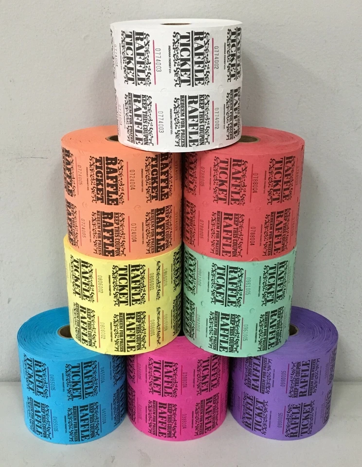 INDIANA TICKET CO. Roll of 1000 Raffle Tickets Marquee Style Double Stub Split the Pot Fund Raiser