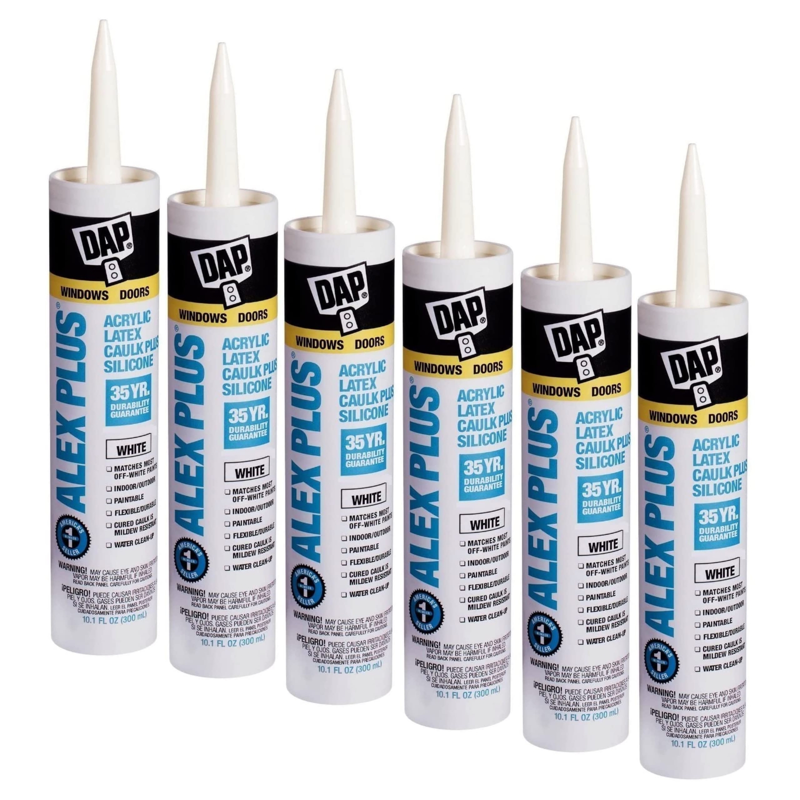 DAP ALEX PLUS 10.1 Oz White Siliconized Acrylic Latex Caulk All Purpose Sealant