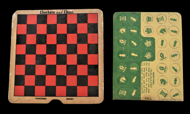 Vtg Chess Set Check Mate Travel Game Paper Unique Item Co Gift Complete  1942