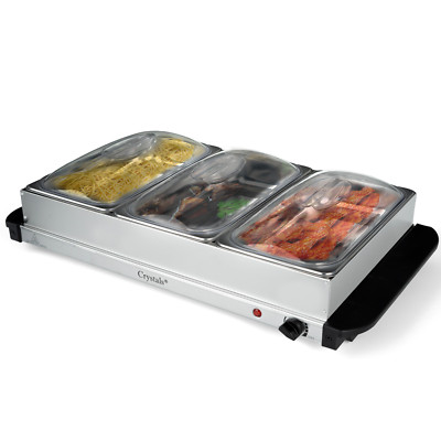 300W Buffet Wärmer Speiseheber Kochplatte 3 Fächer 2,5L verstellbare Temperatur