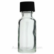 1/2 OZ 15ML CLEAR BOSTON ROUND GLASS BOTTLES WITH CLOSED CONED CAPS 12 24 72 144