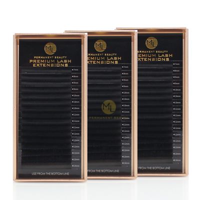 Wimpernverlängerung Einzelwimpern Volume Set 3 Stück Mink Lashes B C D Curl 