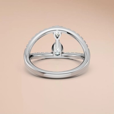 Split Shank Pave Set Band Pear & Round Lab Grown Diamond crossover Bypass Ring