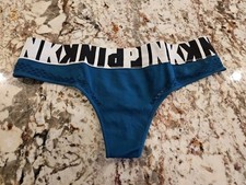 True Vintage Victoria  s Secret PINK Logo Jersey Style Yoga Thong Panty Small