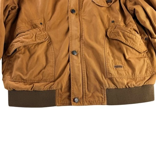 Kakadu Traders AU Tan Canvas Leather  Bomber Barn Work Jacket Heavy Duty Men's L image 7