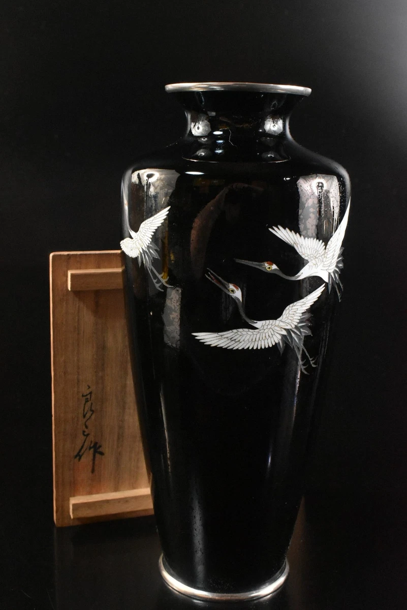 黑色景泰蓝日本古董花瓶| eBay
