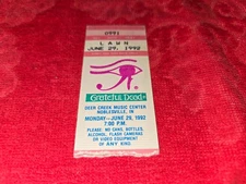 VINTAGE CONCERT TICKET STUB FOR THE GRATEFUL DEAD JUNE 29 1992 DEER CREEK MUSIC