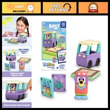 Interactive 6-Piece Magnetic Tile Playset with Bluey & Bingo Figures - STEM Toys