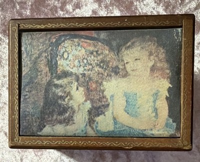 vintage Linden music box featuring a Renoir print of ''The Charpentier Children''