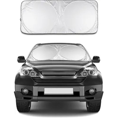 #ad Foldable Sun Car Window Shield 210T Coated Silver Cloth Reflective Polyeste Ma L $16.99