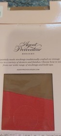 AGENT PROVOCATEUR SEXY ASTRA CHAMPAGNE & RED SEAM & HEEL STOCKINGS X SMALL BNIP