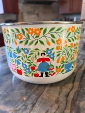 Dutch Kobe Kitchen Enamelware Metal 4 Quart Bowl Vintage Farmhouse Danish