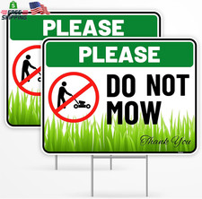2PC Do Not Mow Sign with Stake, 12 Inches by 9 Inches - Corrugated Plastic - No