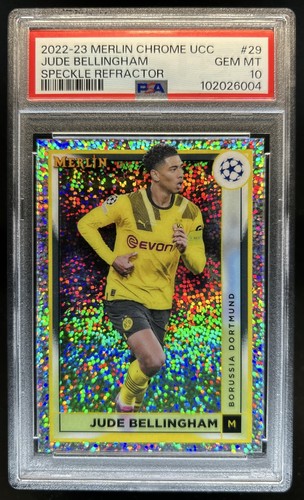 2022-23 Topps Merlin Chrome UEFA Jude Bellingham Speckle Refractor #/150 PSA 10