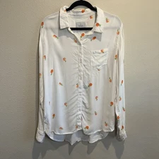 Rails Button Down Shirt Blouse Peach Large 