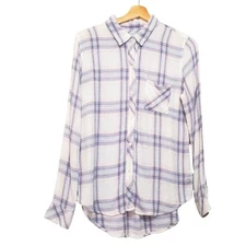 Rails Size Medium Hunter Plaid White Coast Blush Soft Button Up Shirt PSL