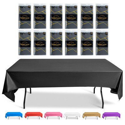 Black Plastic Tablecloth For Parties Disposable, Pack of 12, Thick black plas...