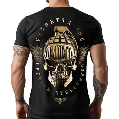 Vendetta Inc. Herren Shirt Rundhals kurzarm Gold Skull schwarz VD-1498  S - 5XL