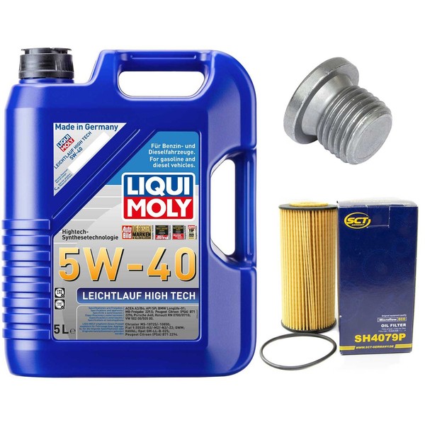 MotoröL Filter Set 5W-40 5 Liter + ÖLablassschraube FüR Audi A5 1.8 Tfsi 170 Ps-image