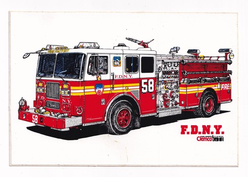 Vintage Clemco FDNY Engine 58 Harlem Fire Factory Firefighter Sticker Decal E-58