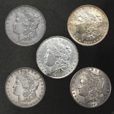 #ad Lots of 5 Coins Morgan Silver Dollar 1878 1900 Mixed Mint FAST SHIPPING $220.00