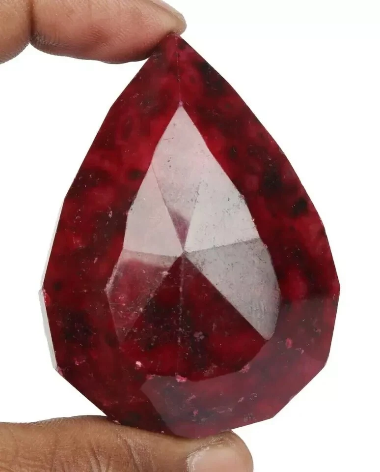 Rubí rojo grande corte pera natural 1500 quilates rubí facetado enorme... - Imagen 3 de 4