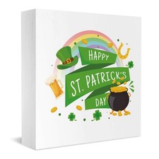 St Patricks Day Decor Happy St. Patrick'S Day Wooden Sign Shamrock Decor St P...