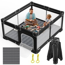 NIB Grobeybees Baby Black Large Playpen 59" x 71" - FREE SHIPPING