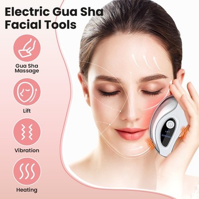 Electric Gua Sha Facial Tool Red Light Heat Vibration Face Neck Lifting Massager
