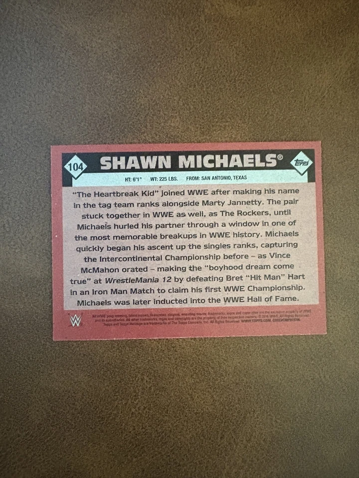 2016 Topps Heritage WWE Shawn Michaels Legend Card #104 NM - Image 2 of 2