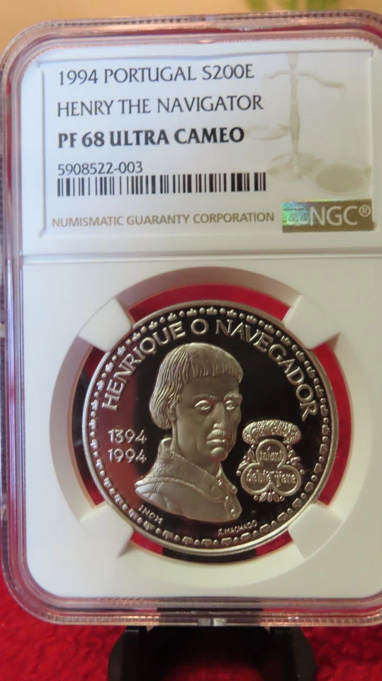 1994 Portugal Henry the Navigator 200 Escudos Silver Coin NGC PR PF 68 - Image 2 of 4