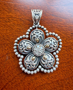 Angela by John Hardy Sterling Silver 14K & CZ Reversible Flower Pendant