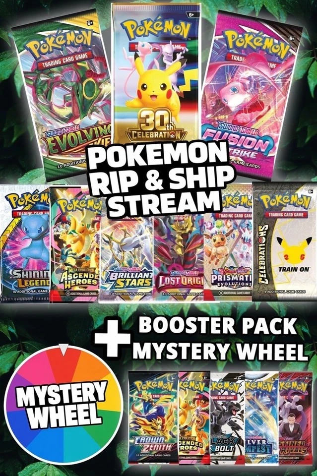 Pokemon Rip & Ship BIN ONLY- + CROWN ZENITH PACK WHEEL