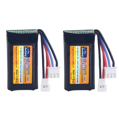 2PCS 7.4V 600mAh 35C 2S Lipo Akku mit Molex Stecker für FMS FCX24 RC Autos, L...