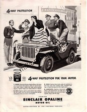 1949 Willys Jeep Original Ad For Sinclair Opaline - 4 Way Motor Protection