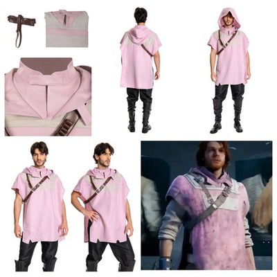 Star Wars Jedi: Survivor Cal Cosplay Costume Halloween Pink Vest cloak strap