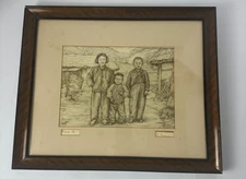 Willy Seiler (1903-1988)  Sketch 'Growing Up' Under Glass, Framed, Matted