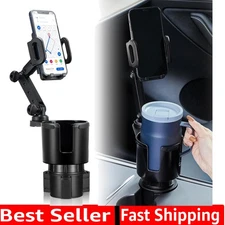 Universal Car Cup Holder Expander & Phone Mount – 360° Rotation for Easy Access